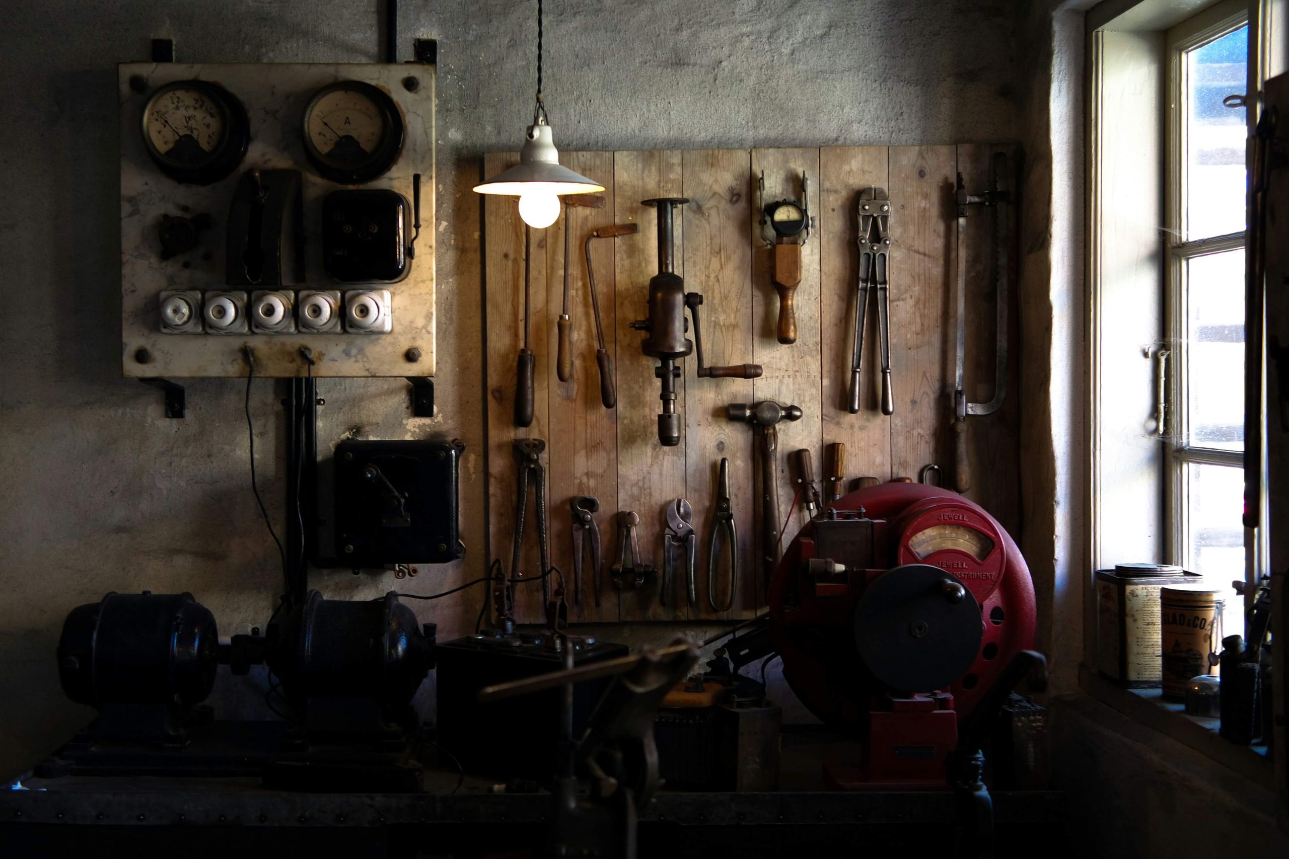 Portrait of an old school carpenter's workshop.