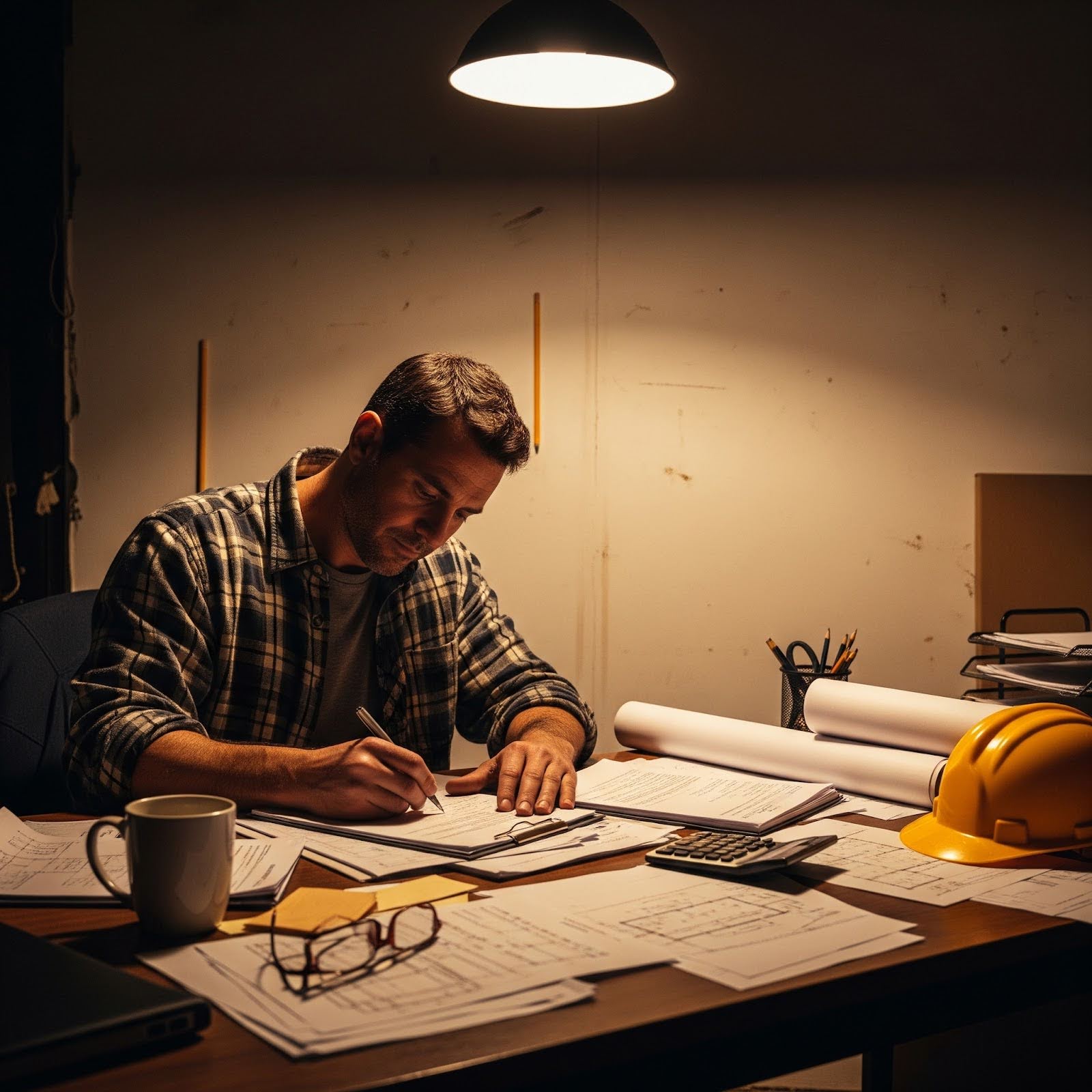 A builder is filling out a construction loan refinancing application.