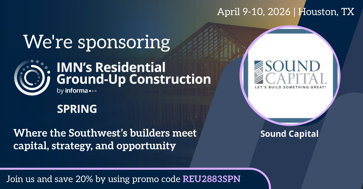 IMN sponsor banner email Sound Capital Platinum Sponsor of the IMN Ground-Up Construction Conference 2026 in Houston